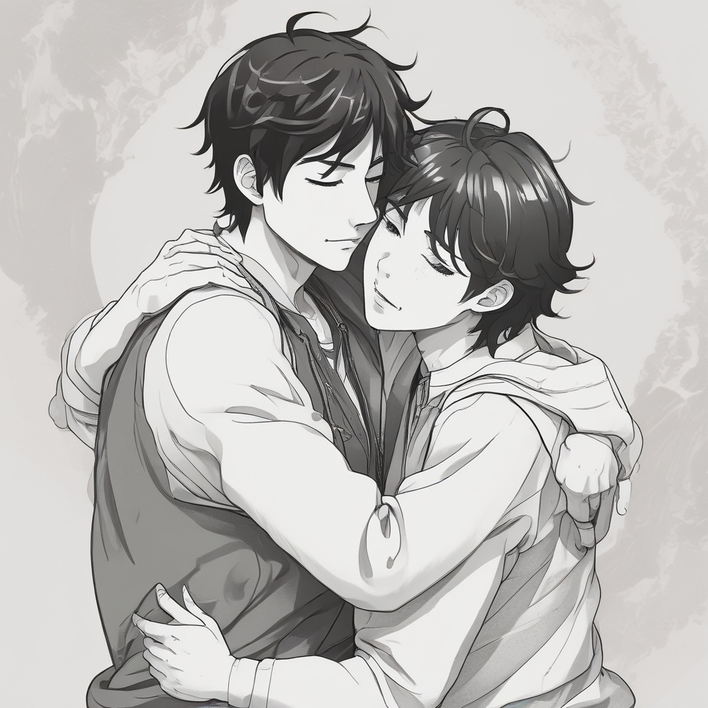 Miyamura and Hori in an embrace